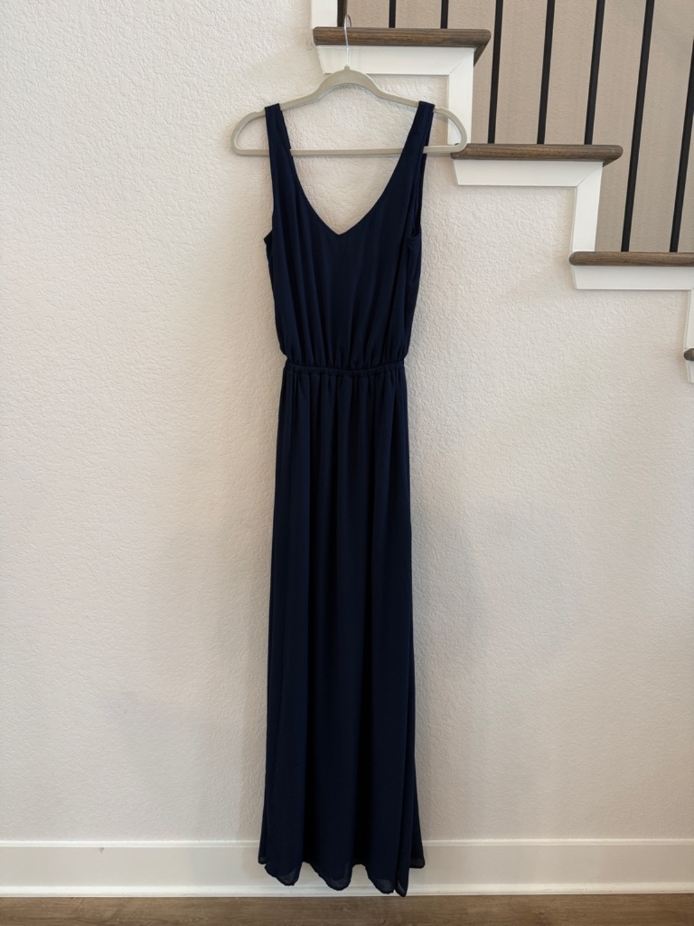 Show Me Your Mumu Kendall Maxi Dress Navy Blue Chiffon Side Slit Small